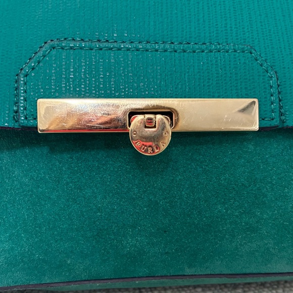 FURLA TEAL LEATHER & SUEDE SHOULDER/CROSSBODY FLAP BAG EUC - Picture 4 of 15